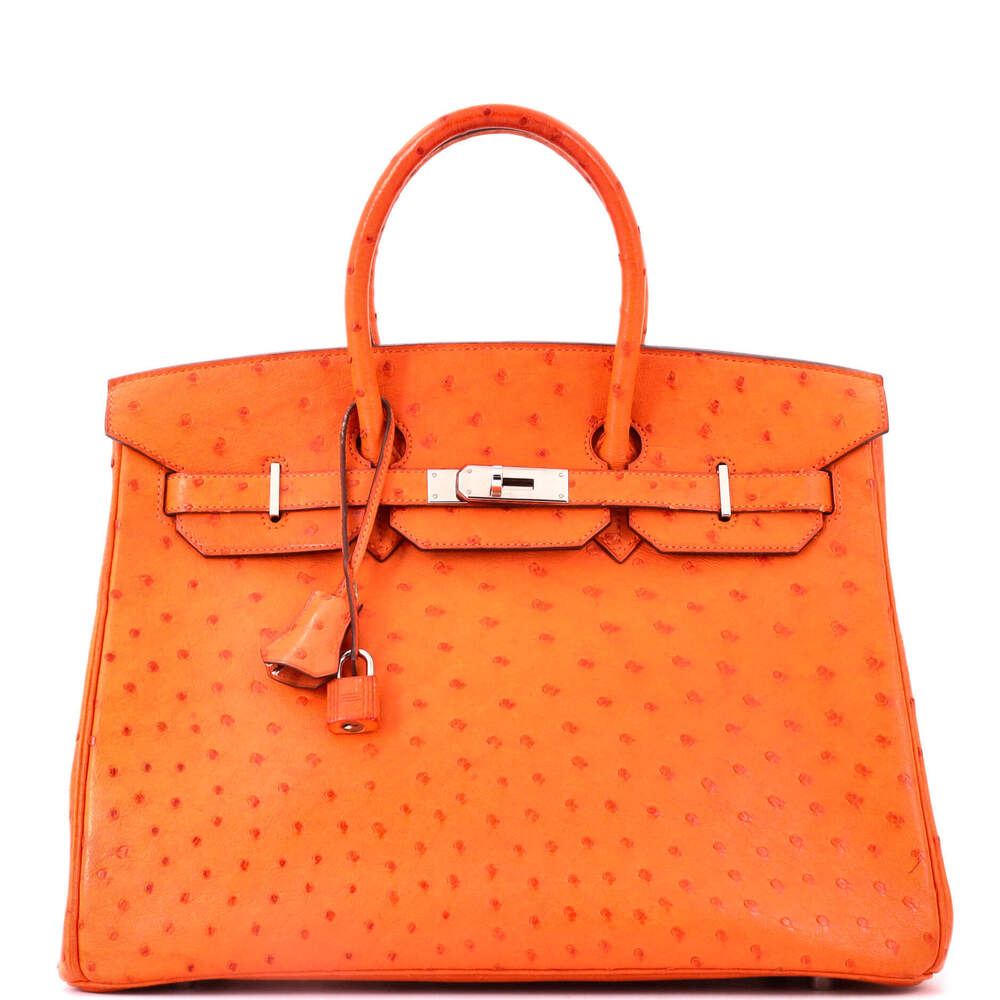Hermes Birkin 35 Orange Ostrich with Palladium Hardware